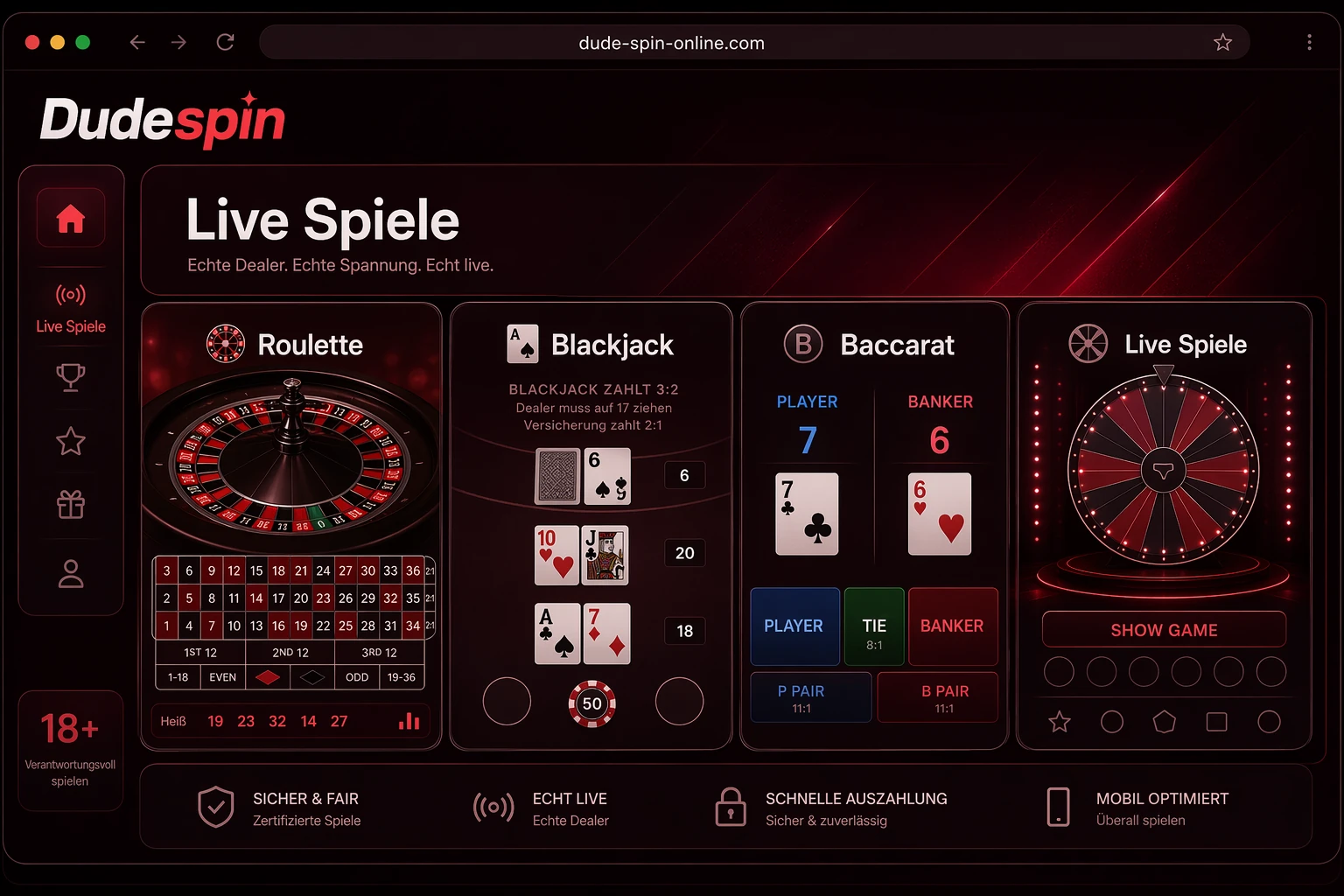 Dudespin Live Dealer Games: eine Kategorie mit vielen Gesichtern